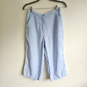 L.L.Bean 100 % Linen Capri Pants Baby Blue Woman’s 6 EUC